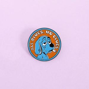 ALL BLUES NO CLUES Cartoon Anime Blauer Trauriger Rauchender Hund Emaille-Pins Liebe Zinklegierung Brosche Rucksack Revers Anstecker Schmuck Geschenk - Product Image 1