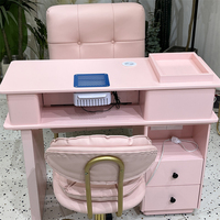 Hot Salon Mobilier de salon de beauté rose Table de manucure unique Luxe Nail Shop Table à ongles en bois Bureau à vendre