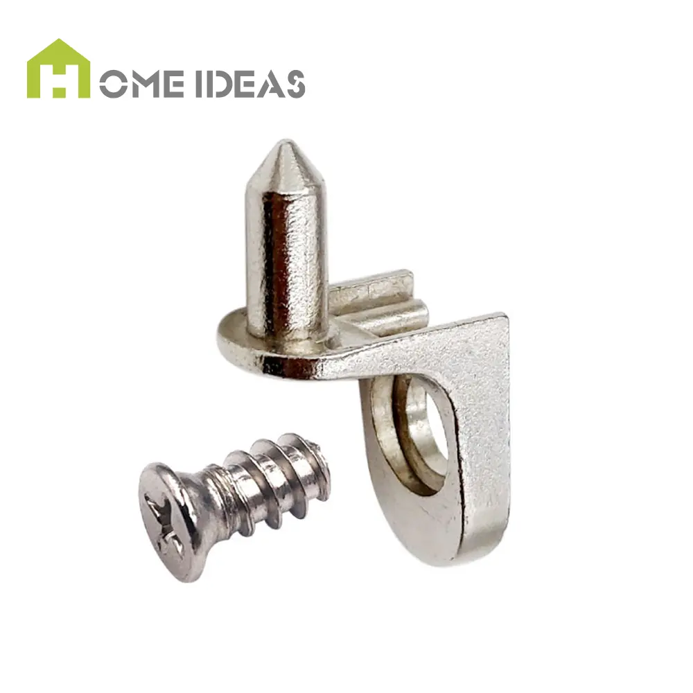 Herrajes para muebles de acero inoxidable niquelado Clips de soporte para estante de metal Clavijas Soportes para estante de gabinete con tornillo