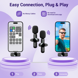 Rotatable Design Wireless Stereo Lavalier Microphone Live Interview Outdoor Mini Noise Cancelling Lapel Mic For Android/IOS - Product Image 4