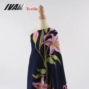 Giglio 30S morbido tessuto stampato challis sostenibile floreale 100 viscosa rayon tessuto per parti superiori del vestito della camicia
