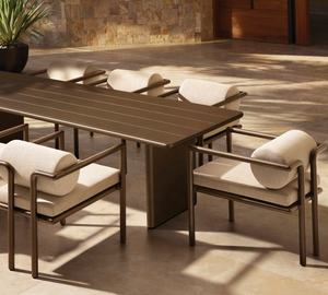 Sassanid Outdoor Recién llegado Patio Garden Sets Hotel Resort Hecho a mano Tubular <span class=keywords><strong>Palma</strong></span> Aluminio Rectangular Comedor Set - Product Image 1