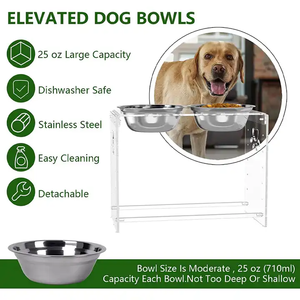 Özelleştirilmiş şeffaf akrilik yükseltilmiş çift evcil hayvan kaseleri ayarlanabilir standı yükseltilmiş eğimli köpek ve kedi besleyici sabun tutucu - Product Image 3