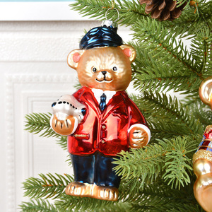 Christmas <b>Teddy</b> <b>Bear</b> Glass <b>Ornament</b> Big <b>Bear</b> Series UV Printed Decoration for Children's Holiday Scene Packed in Arrangement Box - Product Image 4