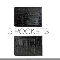 Porte-cartes d'identité en cuir PU brillant effet crocodile de haute qualité, portefeuille fin pour cartes de crédit, étui multi-emplacements pour cartes de visite, cadeaux pour hommes