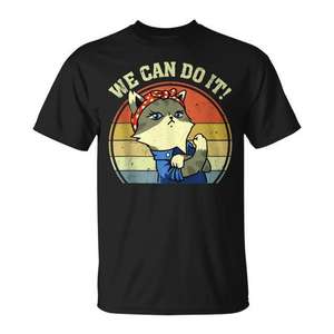 Camiseta We Can Do It Feminist Retro Cat, unisex, talla para adultos S M L XL XXL - Product Image 1