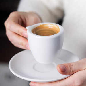 Tasses à café miniatures en céramique blanche avec logo personnalisé, ensemble tasse et soucoupe à expresso épaissies de 9 mm - Product Image 1