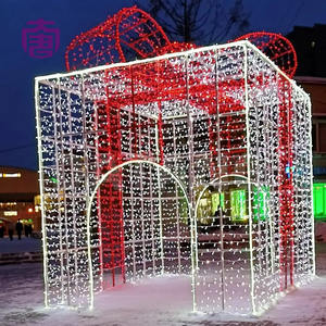 Holiday Series Led Christmas Lighting 3d <b>Large</b> <b>Gift</b> <b>Box</b> Decoration With Bauble For Shopping Mall & Street - Product Image 6
