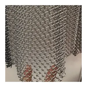 Metal Spiral Decorative Mesh Hanging Curtain Woven Ceiling Curtain For Hotel Restaurant Booth Partition