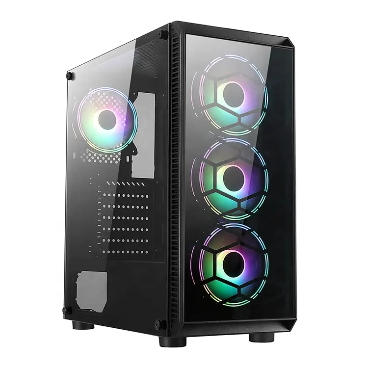 atx computer casing with 4MM Tempered Glass cabinet RGB cooling fan gaming case for professional gamers 192 -6