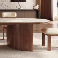 Französischer Stil Modernes Kariertes 4-Sitzer Esszimmer-Set mit Ovaler Tischplatte in Leichtem Schwarz, Wassertropfenförmige Steinoptik-Stühle für das Esszimmer