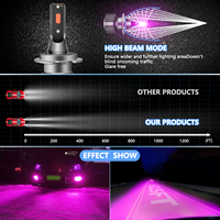 Ampoule de phare LED rose et violette A8 à double faisceau 25W/50W 12V - Convient pour 880/9005/9006/H4/H7/H11/H13 etc.
