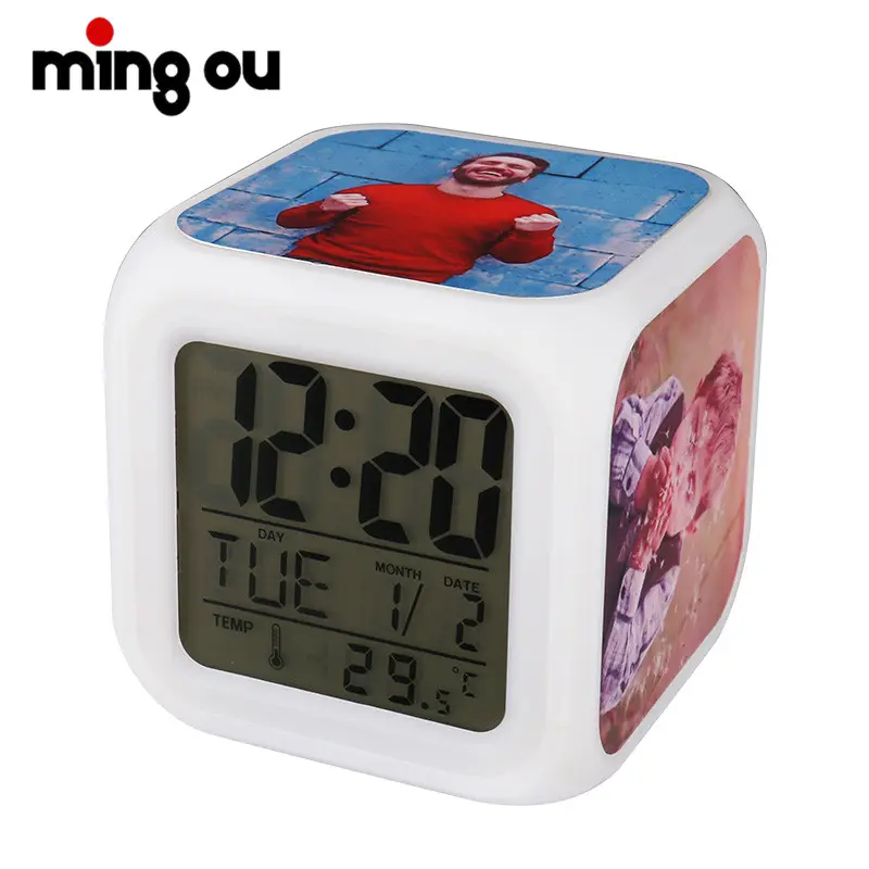 Sublimation Blank Schreibtisch Uhr Led Digital Wecker Drahtlose Ladegerät Digitale Alarm Tisch Uhr