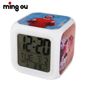 Réveil numérique à Sublimation sans fil, horloge Led pour Table de bureau, alarme numérique, chargeur