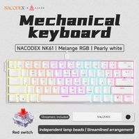 Ajazz NK61 Wired Gaming Keyboard Rainbow Light 60% Mini Portable Computer Compact Gamer Keyboard Red Switch Gaming Keyboard
