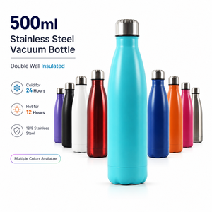 Pronta per la Spedizione: Bottiglia d'Acqua Classica a Forma di Cola da 500ml in Acciaio Inox da 17oz, Rivestita a Polvere, Isolamento Sottovuoto, Logo Personalizzabile - Product Image 1