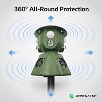 Répulsif d'animaux à montage facile à 360 degrés, étanche IP44, lumière stroboscopique LED haute intensité pour jardin et ferme