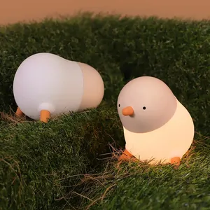 Soft light children student birthday gift rechargeable silicone light New cute chick with sleep light action switch