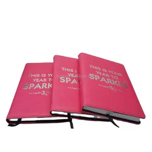 Benutzer definierte Silber Hot Stamp ing Logo Luxus hochwertige rosa Kunstleder Planer
