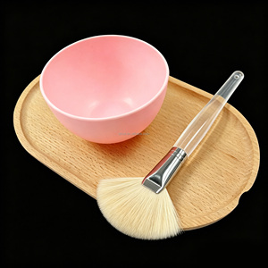 Cepillo de Pelo de Cabra Natural Suave y Esponjoso para el Cuidado de la Piel con Tazón para Mezclar Mascarillas, Kit de 2 Piezas para Aplicar Mascarillas Faciales de Arcilla DIY - Product Image 2