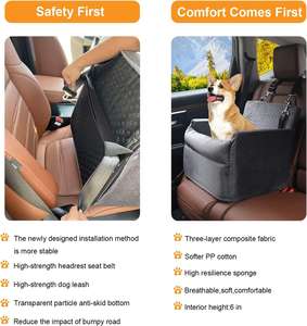 Asiento de coche para perros, cubo para mascotas, asiento elevador de coche, cama para perros, seguridad y cómodo, desmontable y lavable - Product Image 3