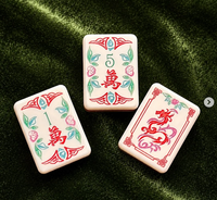 Ubin Mahjong Pola Bunga Elegan Gaya Tradisional, Permainan Akrilik untuk Hiburan Rumah, Koleksi Hadiah