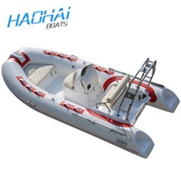 Bateaux Pneumatiques Hypalon Modèle Double de 3,9 m (13 pi) en Fibre de Verre et PVC de 1,2 mm, Bateau Moteur Semi-Rigide avec Coque en V Profond pour la Pêche en Plein Air