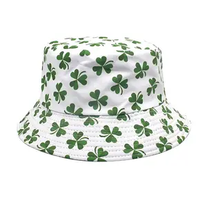 Spring Saint Patrick's Day Party Fisherman Black Green Clover Hats Men's Bucket Hat
