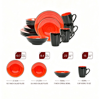 Service de table de luxe en grès de 16 pièces – Ensembles de vaisselle en céramique haut de gamme populaires pour la cuisine, avec tasses à café en céramique