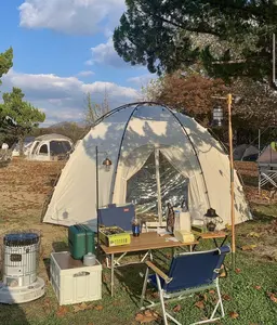 Yarım top çadır pamuk 3-4 kişi sekizgen çadır açık kamp çadırı güneş koruma su geçirmez TC kumaş yarım küre