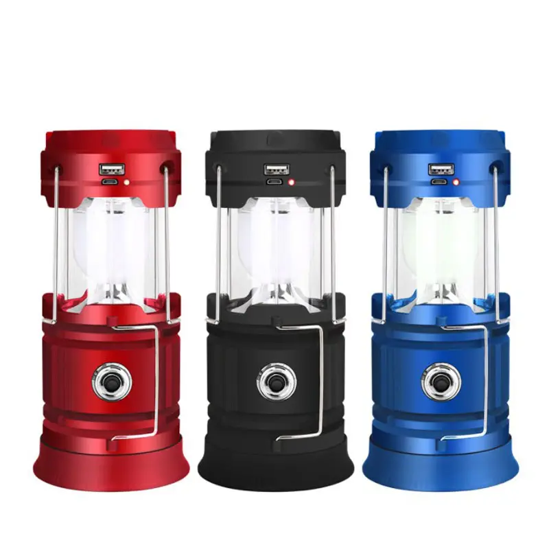 5803 Collapsible Portable USB Rechargeable Emergency Flashlights Power Bank LED Solar Camping Lantern