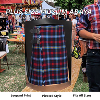 Kilt traditionnel musulman pour femmes, grande taille, imprimé arabe du Moyen-Orient, design plissé, robe en acrylique imprimé léopard, directement de l'usine