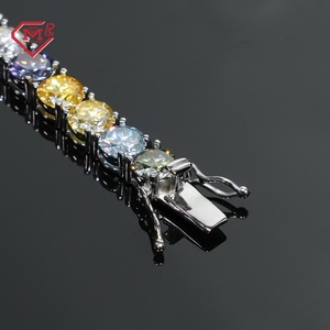 Bracelet de Tennis Coloré Bijoux <span class=keywords><strong>Hophop</strong></span> Argent 925 Personnalisé Vvs Glacé Bracelet de Tennis Moissanite - Product Image 3
