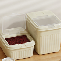 Organisateur de rangement pour cuisine domestique, seau à riz en PP avec couvercle rabattable, conteneur alimentaire anti-poussière et anti-humidité pour céréales