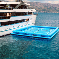Terrain de pickleball gonflable commercial flottant sur l'eau, plateforme de sport aquatique, terrain de pickleball gonflable flottant