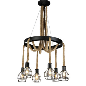 Lampadario Industriale in <span class=keywords><strong>Corda</strong></span> di Canapa, Illuminazione per Bar <span class=keywords><strong>e</strong></span> Caffè, Lampadario Creativo Retrò in <span class=keywords><strong>Corda</strong></span> di Canapa <span class=keywords><strong>e</strong></span> Ferro, Lampadario Retrò in <span class=keywords><strong>Legno</strong></span> - Product Image 2