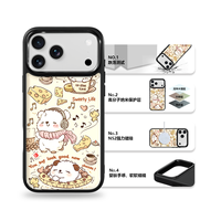 Coque de téléphone AG Feeling Black Edge avec motif chat café doré pour iPhone 17, 17 Pro Max, 16 Pro, 15 – Coque magnétique