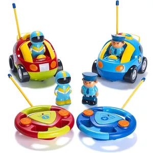 Bambini cartoni animati Mini RC telecomando auto 2 canali RC auto da corsa con luce e musica giocattolo auto elettrica
