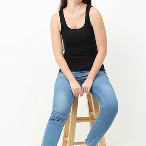 <b>Women's</b> <b>Black</b> Scoop Neck Knitted <b>Tank</b> <b>Top</b> Casual Solid Color Regular Fit 100%Cotton <b>For</b> Sale New Quality <b>Women</b> - Product Image 6