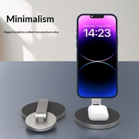 Support de téléphone magnétique multifonctionnel 2-en-1 en alliage d'aluminium avec station de charge rapide pour casque – Modèle