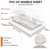 Panneau mural en PVC ignifuge B1 durable, résistant aux rayures, imitation marbre, pour revêtement de façade des espaces publics, projets de construction