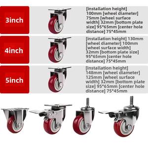 <span class=keywords><strong>Roue</strong></span> universelle en polyuréthane, 3 pouces, 4 pouces, 5 pouces, moyenne, double <span class=keywords><strong>axe</strong></span>, <span class=keywords><strong>avec</strong></span> frein, pour chariot à main - Product Image 6