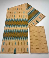 Nouveau Tissu Imprimé Wax Africain 100 % Coton Holland Kente Cire Dorée 4 Yards + 2 Yards pour Robe Femme