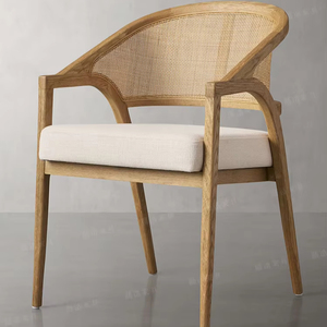 Fauteuil <span class=keywords><strong>en</strong></span> bois de chêne massif avec dossier <span class=keywords><strong>en</strong></span> <span class=keywords><strong>rotin</strong></span> au design nordique Chaises de <span class=keywords><strong>salle</strong></span> à <span class=keywords><strong>manger</strong></span> <span class=keywords><strong>en</strong></span> canne française <span class=keywords><strong>pour</strong></span> restaurant café - Product Image 3