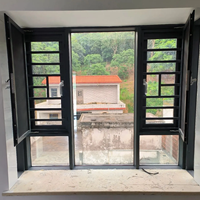 Ventana Abatible con Rejilla, Ventanas Abatibles de Aluminio, Doble Vidrio, Ventana Corredera de Aleación de Aluminio, Ventanas Abatibles