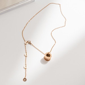 Collar de Moda Coreana para Mujer, de Lujo, en Acero de Titanio con Baño de Oro Rosa de 18k, Diseño Delgado para Primavera - Product Image 3