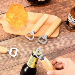 Abridor de Botellas de Madera para Cerveza, <span class=keywords><strong>Sidra</strong></span> y Vino con Mango de Madera Resistente, Juego de Regalo Grabado para Bodas, Fiestas, Hogar, Cocina, Bar, Bartending - Product Image 1