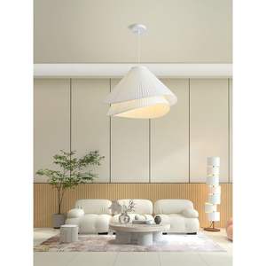 Lampe suspendue en <span class=keywords><strong>tissu</strong></span> à Double couche pour chambre à coucher, lampe de décoration intérieure, design nordique, lampe à <span class=keywords><strong>Suspension</strong></span> décorative en cône - Product Image 4