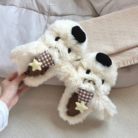 Chaussons doux et moelleux en peluche artificielle à motif étoilé pour femme, nouvelle collection automne, confortables, chauds, faciles à enfiler, chaussures fourrées pour la maison