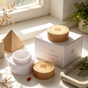 Custom Empty Cosmetic Cream <b>Containers</b> 5G 10G 15G 20G 30G 50G 100G With Natural <b>Bamboo</b> Wooden Caps - Product Image 4